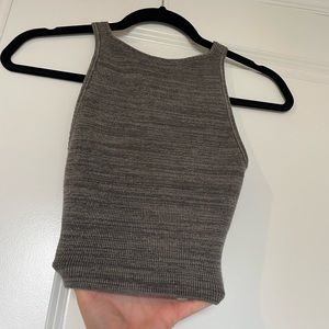 Grey sweater material crop top